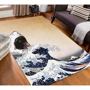 Alfombra Impresa - Diseño Moderno Abstracto de Onda de Tiburón, Antideslizante para Interiores, Alfombra de Chenilla - Product Image 1