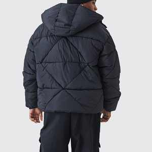 Veste matelassée à bulles de haute qualité, couleur unie, personnalisée, rembourrée, légère, à capuche, pour homme, en duvet - Product Image 5