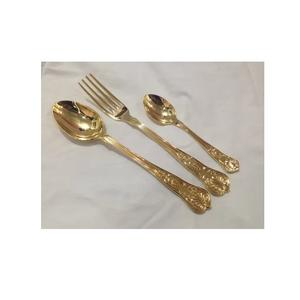Ensemble de couverts en laiton massif Rose Design avec vernis pour restaurant Dernier design Couverts en laiton Lot de 2 cuillères et fourchettes à dîner - Product Image 2