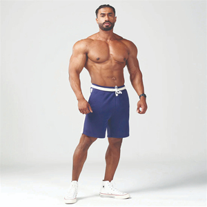 <b>Elasticated</b> Waistband Natural Stretch Fabric Patriot Blue Golden Era 7 Inches Retro Shorts with Cotton Feel Drawcord - Product Image 2