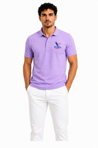 Polo pour homme en coton 100% violet à manches courtes, col boutonné, décontracté, pour le golf, le travail, logo personnalisé, uniforme - Product Image 2
