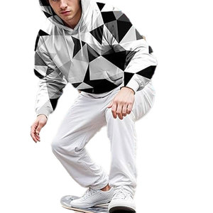 2025 automne hommes ensemble décontracté ample polaire fermeture éclair à capuche et couleur unie pantalons de survêtement numérique imprimé pour la saison d'hiver - Product Image 5