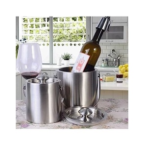 Seau à glace fantaisie en acier inoxydable avec bracelet et poignée en cuir de qualité supérieure Seau à glace multicolore Style unique Baignoire à champagne fantaisie - Product Image 5
