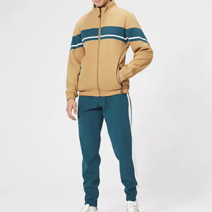 Ensemble survêtement solide d'hiver 100% coton pour hommes 2 pièces pantalons décontractés à capuche zippé respirant écologique - Product Image 2