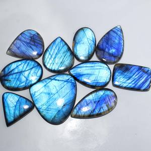 Lot de 10 Cabochon Lisse Naturel Bleu Feu Labradorite Forme Mixte Pierres Précieuses Lâches - Product Image 3