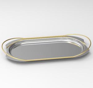 Hot Vantage Fancy Bandeja de metal para servir con bola de cristal en la esquina superior con acabado dorado para el hogar y la cocina Bandeja para servir - Product Image 2