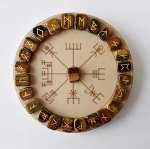 High Quality Handmade Tiger Eye <b>Crystal</b> Carved Rune <b>Set</b> Natural Gemstone Feng Shui Runes Tumbled For Available At Best Price - Product Image 3