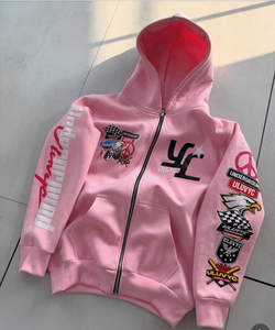 เสื้อฮู้ดเทอร์รี่โอเวอร์ไซส์สำหรับผู้ชายผ้าฝ้าย100% ปักสกรีนมีซิปรูดใช้ได้ทั้งชายและหญิง400 GSM - Product Image 4