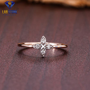 Lab-Stone Party Wear Bague en diamant 0.05 TDW Diamant taille ronde Or rose 18kt Couleur EF-VS - Product Image 1