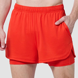 Pantalones cortos atléticos de doble capa personalizados para hombre, ropa deportiva de patrón sólido para rendimiento en el gimnasio, correr y tenis, pantalones cortos de gimnasio para hombre - Product Image 1