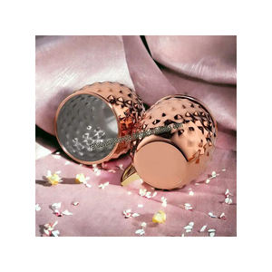 Quantité en vrac diamant martelé conception moscou mules tasses en acier inoxydable plaqué cuivre lot de 4 avec pailles pour la vente - Product Image 2
