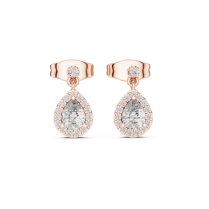 Boucles d'oreilles élégantes en diamant en forme de ronde et de poire cultivées en laboratoire en or massif 10K/14K/18K Conception personnalisée pour femmes disponible en gros - Product Image 3