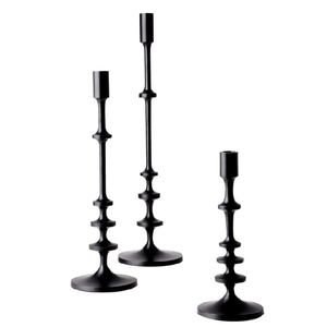 Hot Selling Handmade Pillar Candle Holder Luxury Metal <b>Candlestick</b> Iron Candle Holder for Home Decoration <b>Black</b> Coated set of 3 - Product Image 2