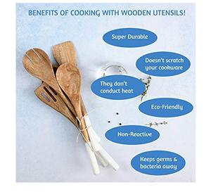 Ensemble de 6 ustensiles en bois SmartBuy de Flipkart, ensemble de bols de cuisson très vendus, fabriqué en Inde, comprenant un ensemble de serveurs à salade en bois - Product Image 5