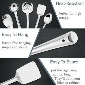 ชุดเครื่องครัวสแตนเลส4ชิ้นสำหรับทำอาหารและเสิร์ฟทัพพีตะหลิวช้อนข้าว - Product Image 5