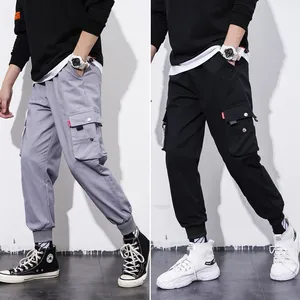 Cargo Wholesale Custom Logo Cotton Mens Cargo Jogger <b>Trousers</b> Pants Solid Color <b>Drawstring</b> Side cargo men <b>trouser</b> - Product Image 2