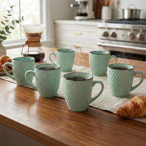 ชุดถ้วยชาเซรามิกสีเขียวทะเล 6 ใบ - Product Image 1