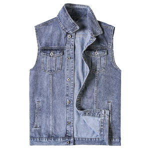 Multi Pockets Autumn Casual High Quality Denim <b>Vest</b> for <b>Men</b> Streetwear Custom Logo Classic Look 100% Cotton Breathable Quick Dry - Product Image 1