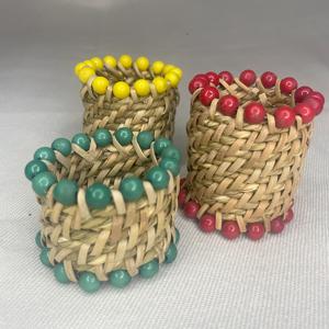 Anneaux de serviette en rotin en bois de bambou de haute qualité décor de Table perlé en Fiber naturelle pour la maison hôtels tarifs de gros pour les fêtes - Product Image 5