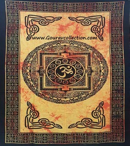 Potly Tibet OM พิมพ์ลายผ้าฝ้ายผ้าทอแขวนผนังผ้าปูเตียงลายดอกไม้ที่เรียบง่ายสำหรับตกแต่งบ้านพับได้ GC-TP-170แฟชั่น - Product Image 4
