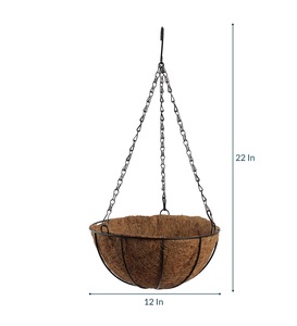 Panier de fleurs suspendu en métal marron moderne pour décoration de fenêtre extérieure plantes fleurs pot jardin maison cour fabriqué en inde vente en gros - Product Image 3