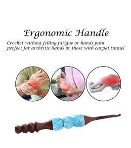 Crochets en résine époxy faits à la main Mélange en bois Aiguille ergonomique 3mm à 12mm de tailles différentes Manche souple Aiguille à tricoter - Product Image 2