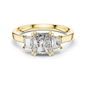 Bague à trois pierres en diamant de laboratoire taille princesse 1,40 carat pour femme, clarté VVS-VS EF, or 18 carats, 14 carats, 10 carats et argent 925, rose - Product Image 1