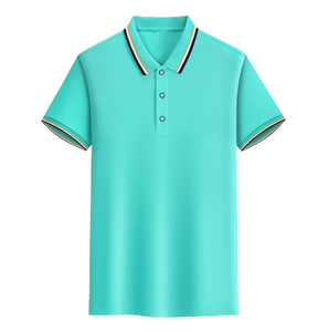 Camiseta de golf de media manga de calidad superior para hombre, Camiseta corta de Color sólido para Polo, tela teñida Lisa transpirable - Product Image 3