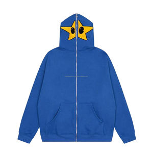 Sudaderas con capucha de diseño más nuevo para hombres Lavado ácido 100% Algodón Bordado Logo Cremallera completa Sudaderas con capucha de hombro caído de gran tamaño para hombres - Product Image 4