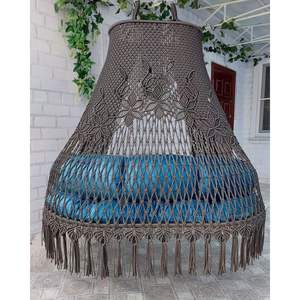 Silla Colgante de Macramé Hecha a Mano, Silla Hamaca de Hierro de Lujo con Cuerda de Algodón Artesanal - Product Image 2