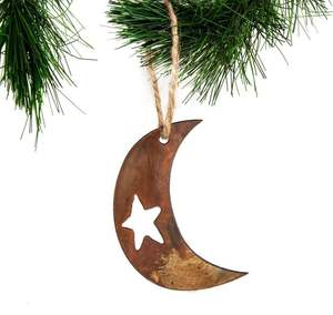 Moon Shape Handmade High Quality Wrought Iron Christmas <b>Hanging</b> <b>Ornament</b> Custom Design Rustic Finished Tree Holiday Decoration - Product Image 1