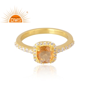 Atest-Anillo de Plata de Ley 925 chapado en oro de 18K y citrino natural, joyería fina - Product Image 3