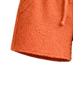 Pantalones Cortos de Sherpa Color Naranja Óxido para Mujer, Cómodos, Suaves, de Felpa, para Estar en Casa, Cintura Elástica con Cordón, Casuales, para Invierno - Product Image 6