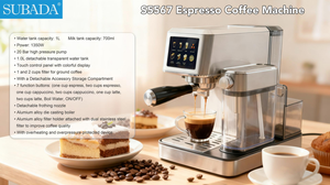 <span class=keywords><strong>Cafetera</strong></span> Espresso <span class=keywords><strong>con</strong></span> Espumador de Leche, Pantalla Táctil y Tanque de Agua Extraíble de 1 Litro para el Hogar, <span class=keywords><strong>Cafetera</strong></span> Compacta de 20 Bares, OEM, MOQ Bajo - Product Image 6