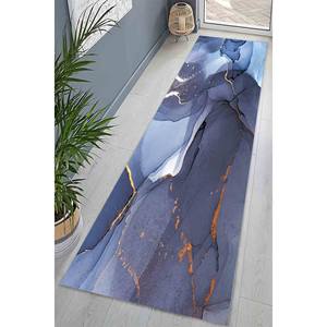 Tapis d'intérieur en marbre violet : accent doré moderne, tapis antidérapant, tapis en chenille - Product Image 3