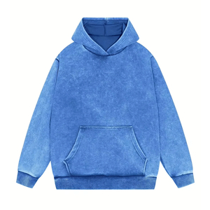 Top Notch femmes bleu acide lavage sweats à capuche pull décontracté confort lâche femmes acide lavage sweats à capuche automne chaud polaire hauts - Product Image 1