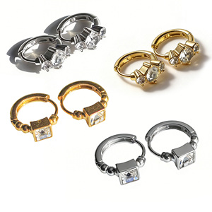 Orecchini Pendenti in Acciaio Inossidabile Unisex, Gioielli Vintage con Zirconi in Oro e Argento, Moda Cinese - Product Image 1