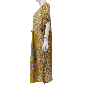 Robe caftan décontractée en rayonne de haute qualité Nouveau design à col rond avec cordon de serrage au milieu - Product Image 4