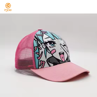 Injae Vina, 5 paneles, diseño de cinta interior, sombreros de camionero estructurados en caliente, estampado de patrón de Anime, gorra de camionero de Color Rosa personalizada, gorras de mujer