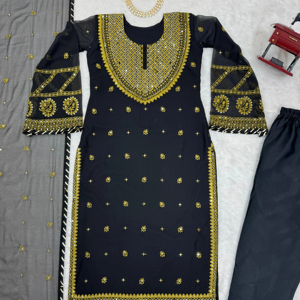 Hermosa fiesta de desgaste superior-inferior y Dupatta con hilo y secuencia de trabajo - Product Image 1