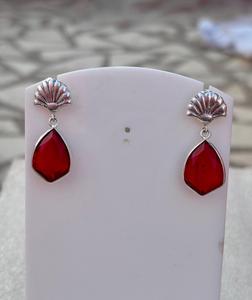 Pendiente de cristal de rubí de Plata de Ley 925, pendiente de aspecto hermoso y clásico, pendiente de plata y cristal de Rubí, regalo para ella - Product Image 3