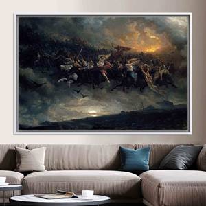 Impression sur toile Odin's Wild Hunt : décoration artistique inspirée de la mythologie nordique, toile encadrée blanche - Product Image 1