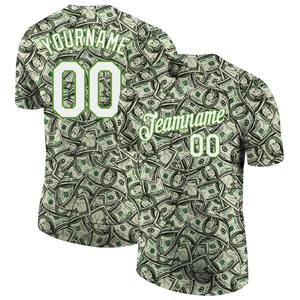 Direct Engro Sportswear Custom Green White-Neon Green 3D Pattern Design Dollar Performance Camiseta - Product Image 1