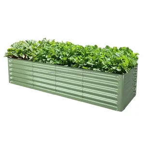 Гальванизированная металлическая приподнятая садовая грядка для овощей, открытый садовый ящик для растений