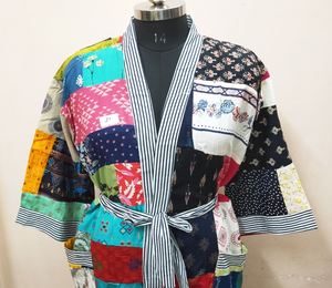 Kantha Patchwork Kimono Dress for Women's Sleepwear Wholesale Indian Handmade Cotton <b>Cardigan</b> Beach Wear Kimono Manufacturer's - Product Image 1