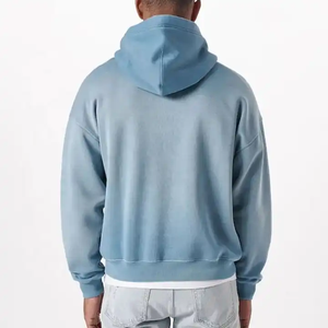Blanc personnalisé Sunfaded lavage à l'acide 100% coton en détresse à capuche surdimensionné recadrée Streetwear sweats à capuche pour hommes - Product Image 4