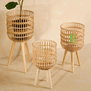 Macetas y macetas tejidas de bambú hechas a mano Variedad de colores para decoración de jardín Diseño OEM personalizado de Vietnam - Product Image 4