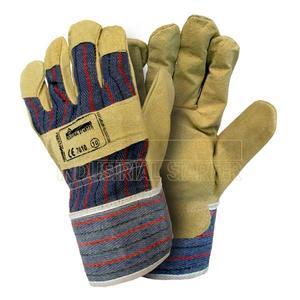 ถุงมือป้องกันอุบัติเหตุสำหรับงานอุตสาหกรรม ทำจากผ้าแคนวาสและหนังหมู - Product Image 1