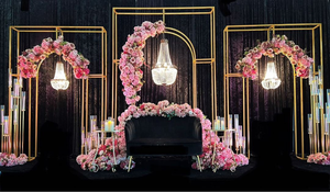 Hot Wedding Props Iron Screen Wedding Stage Layout Gold <strong>Metal</strong> <strong>Arch</strong> Welcome Area Decorative Background <strong>Frame</strong> - Product Image 3