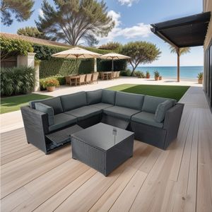 2025 IPRO Premium diseño moderno 5 plazas Modular resistente a la intemperie jardín salón conjunto al aire libre Patio muebles de mimbre de ratán - Product Image 2